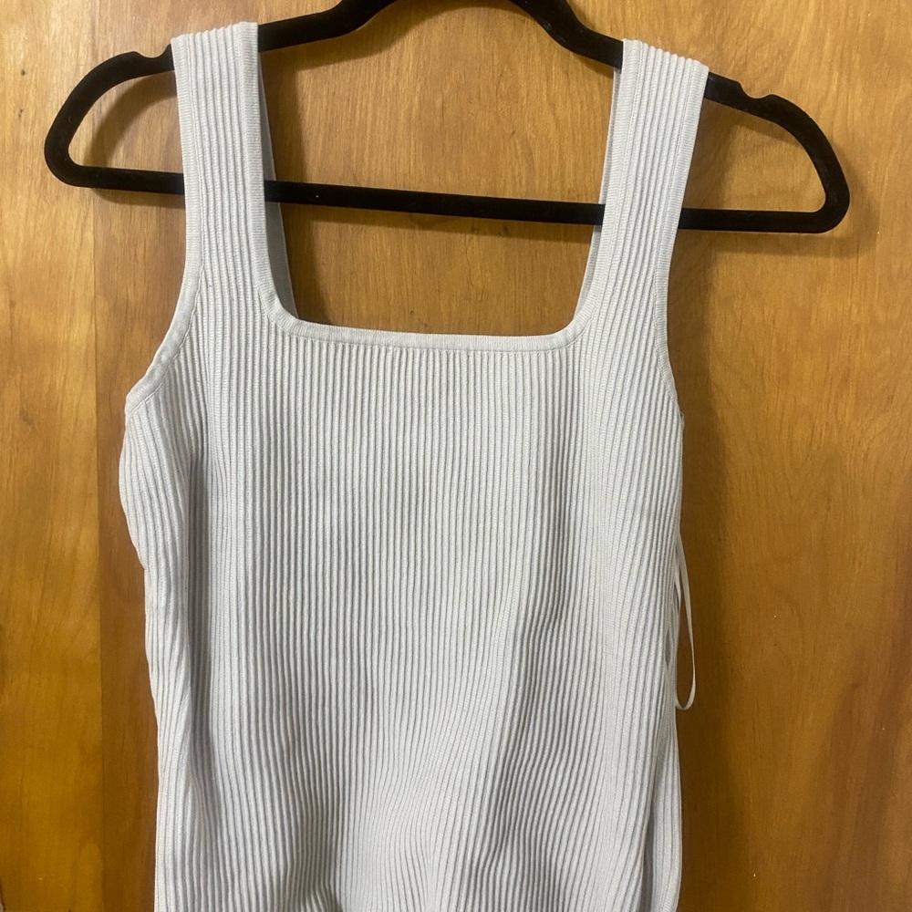 White Ribbed Tank Top
